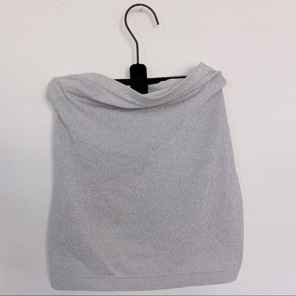 Silver glitter tube top